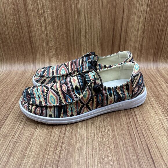 Corky Kayak Pink Aztec Slip On Comfort Boat Fashion Shoes Women's 10 Sneakers - Picture 3 of 7